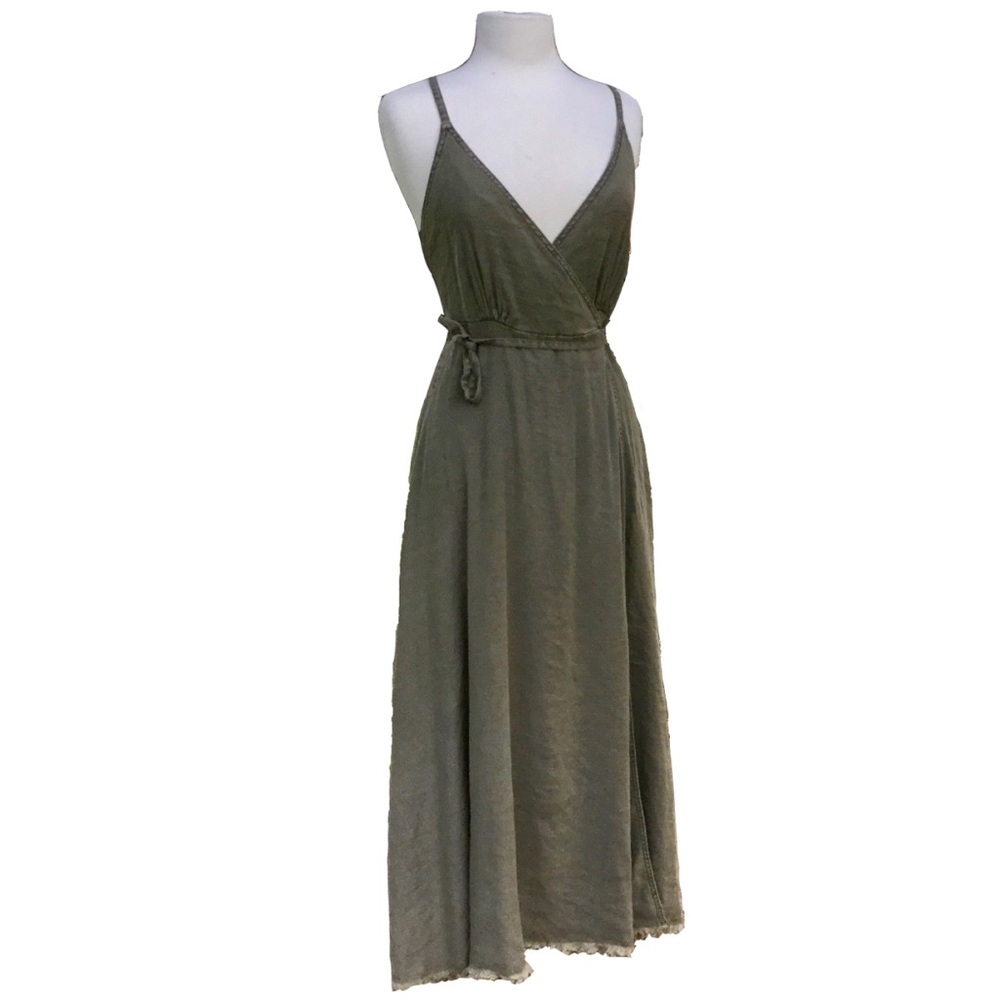Free People Olive Green Wrap Maxi Dress